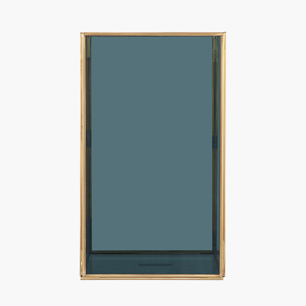 Brass Metal and Smoked Glass Panelled Square Hurricane Large – Timeless Modern Lantern