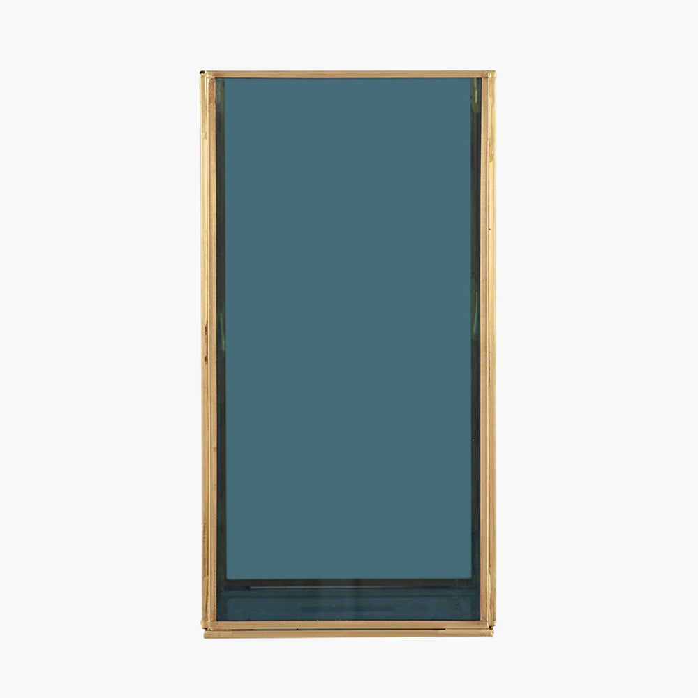 Brass Metal and Smoked Glass Panelled Square Hurricane Medium – Elegant Modern Lantern