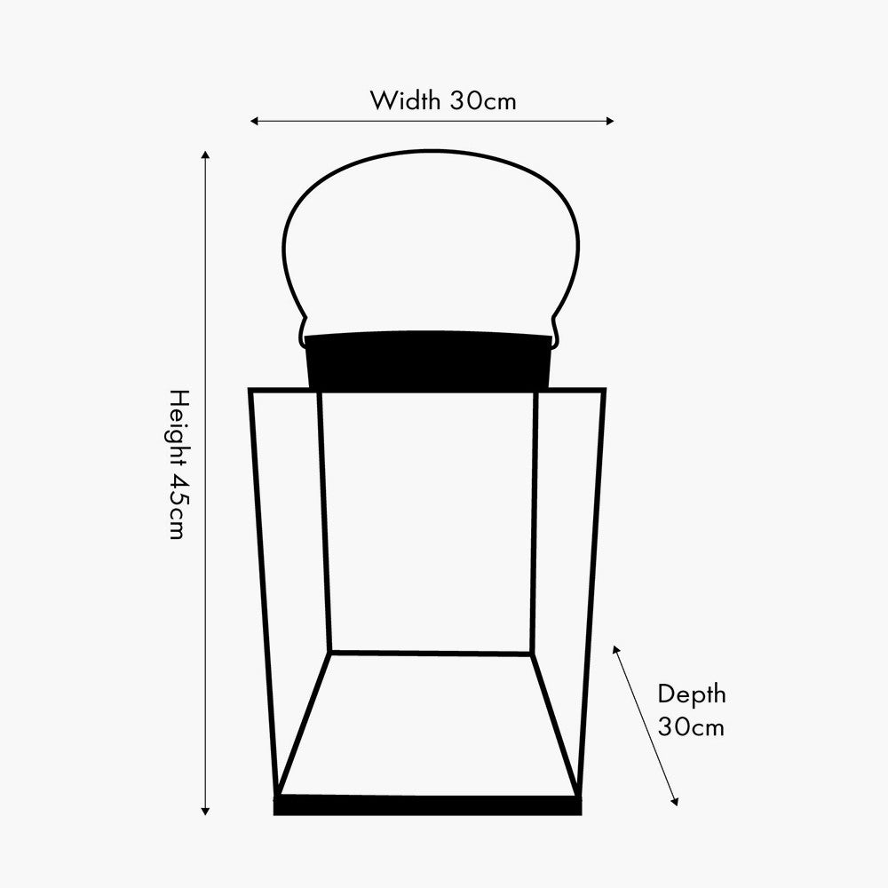 Black Metal and Glass Square Lantern Large – Modern Decorative Candle Holder