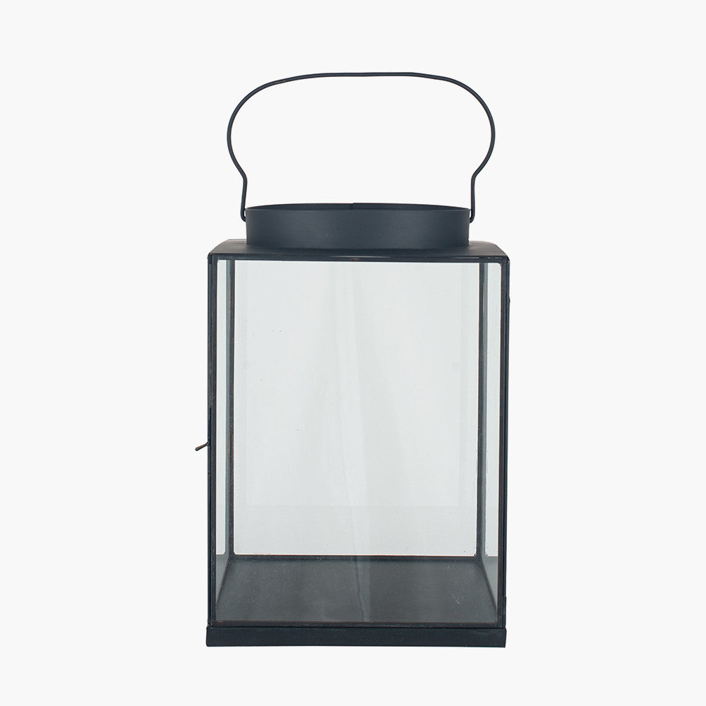 Black Metal and Glass Square Lantern Small – Modern Decorative Candle Holder