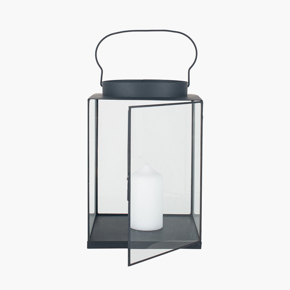 Black Metal and Glass Square Lantern Small – Modern Decorative Candle Holder