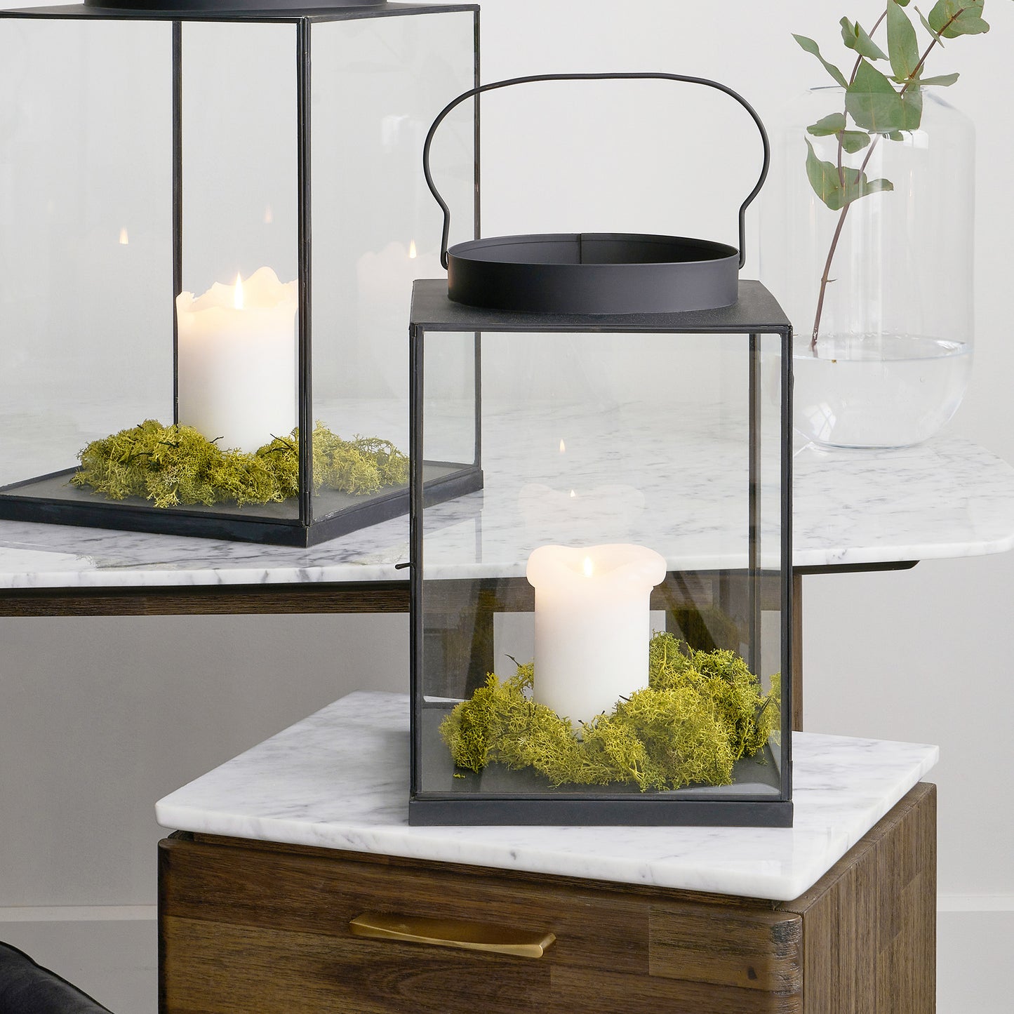 Black Metal and Glass Square Lantern Small – Modern Decorative Candle Holder