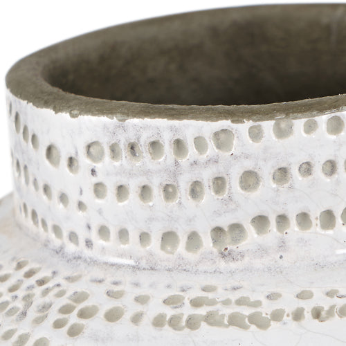 Alina White Stoneware Dot Design Vase