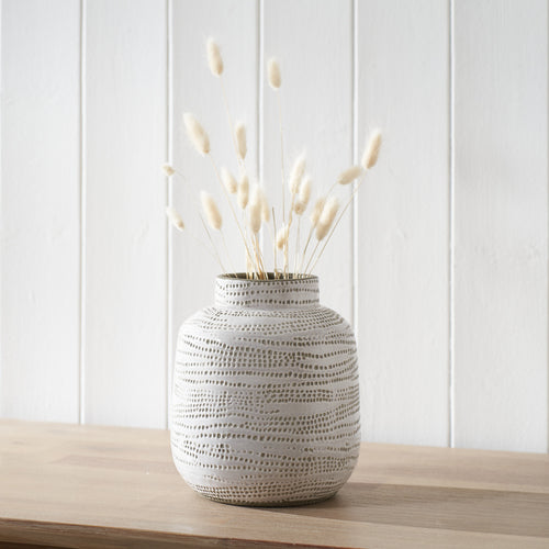 Alina White Stoneware Dot Design Vase