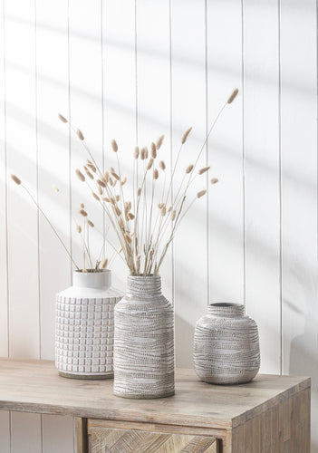 Alina White Stoneware Dot Design Vase