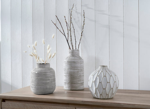Alina White Stoneware Dot Design Vase