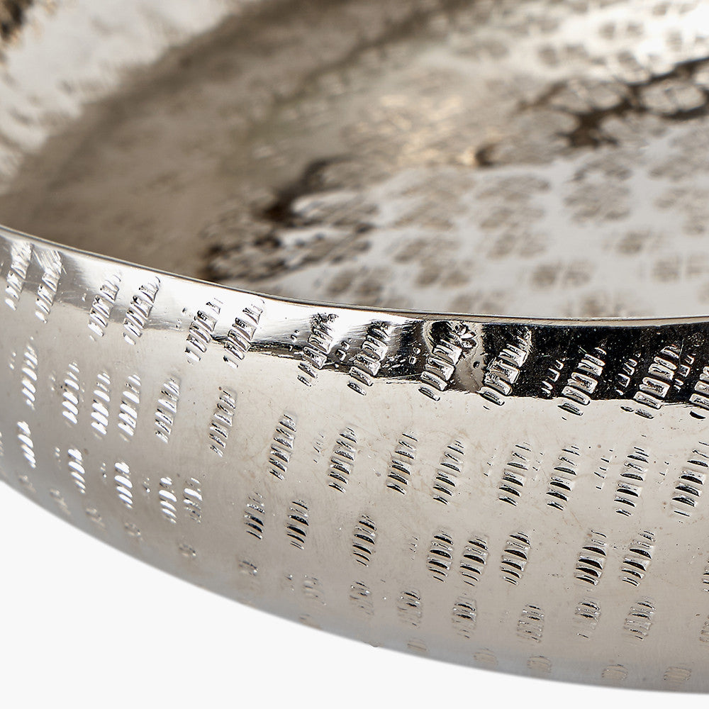 Set of 2 Silver Hammered Metal Bowls – Elegant Textured Decorative Dishes for Modern Homes