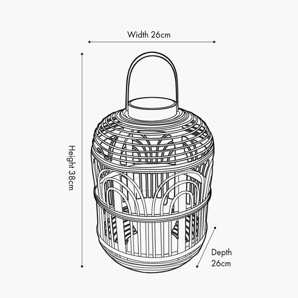 Black Bamboo and Glass Lantern Small – Contemporary Natural Elegance
