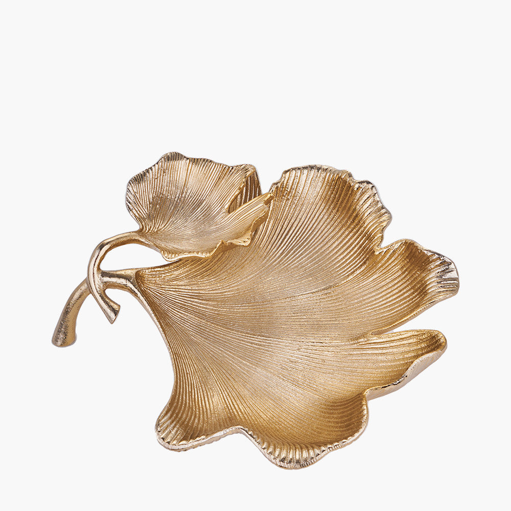 Gold Metal Dual Ginkgo Leaf Bowl – Luxurious Decorative Statement Piece for Modern Interiors