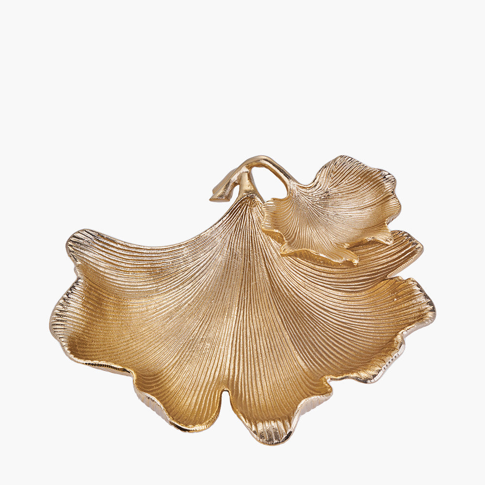 Gold Metal Dual Ginkgo Leaf Bowl – Luxurious Decorative Statement Piece for Modern Interiors