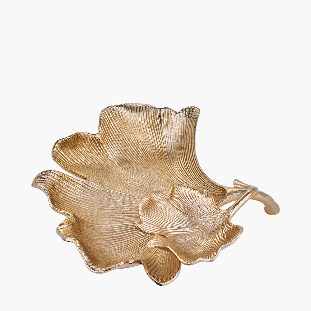 Gold Metal Dual Ginkgo Leaf Bowl – Luxurious Decorative Statement Piece for Modern Interiors