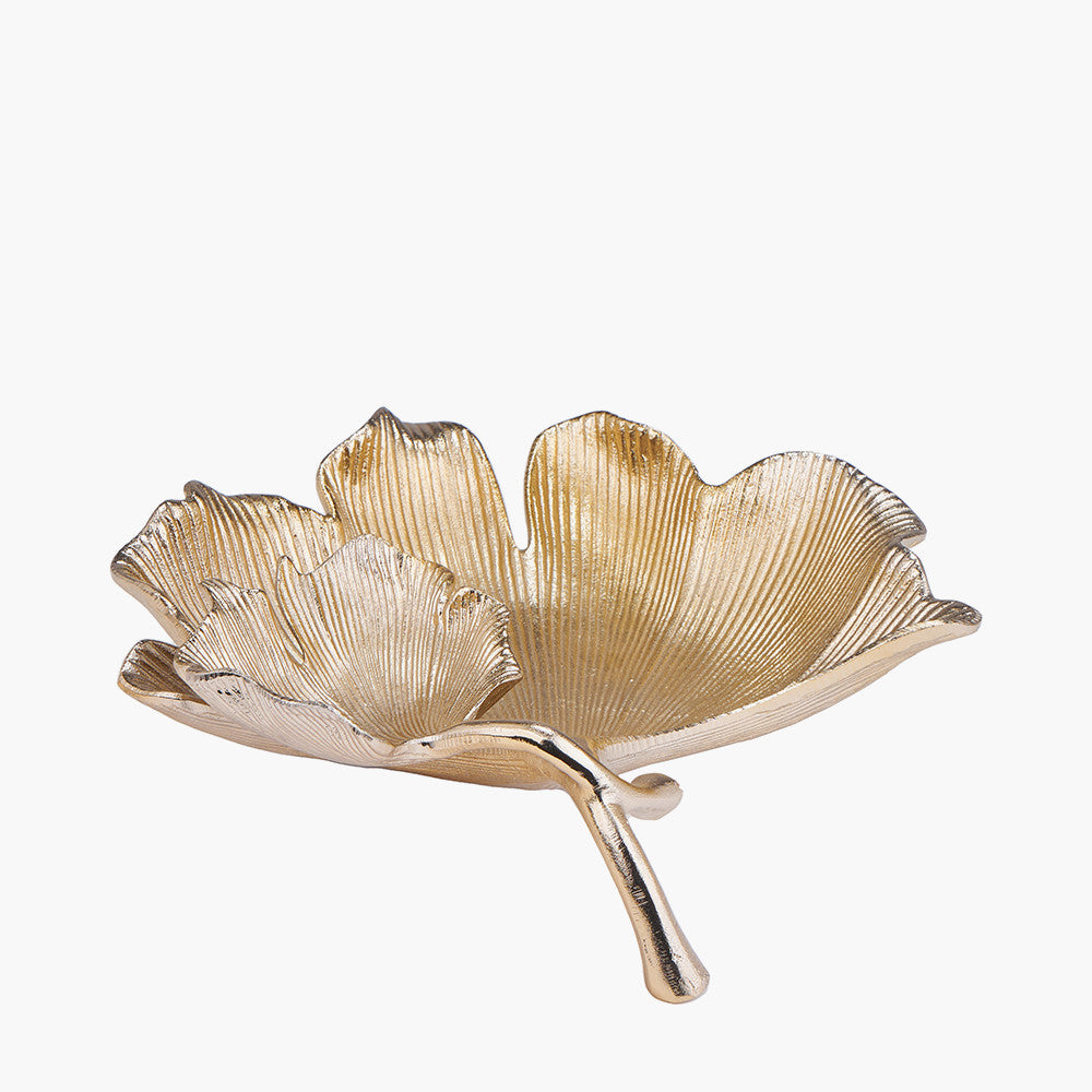 Gold Metal Dual Ginkgo Leaf Bowl – Luxurious Decorative Statement Piece for Modern Interiors