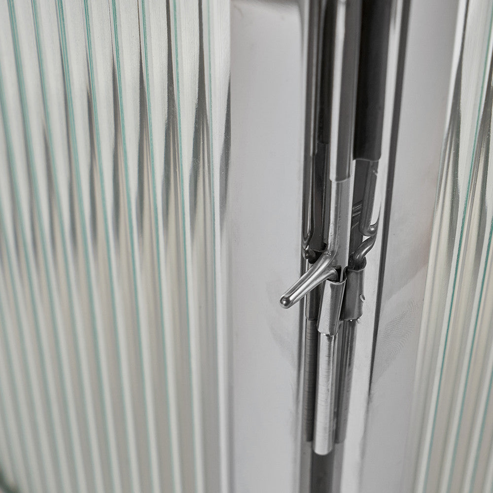 Silver Metal and Ribbed Glass Lantern Large – Contemporary Glamour for Your Home