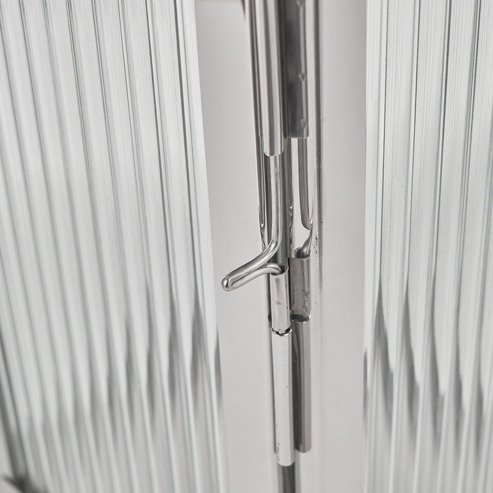 Silver Metal and Ribbed Glass Lantern Small – Elegant Contemporary Home Accent