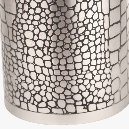 Set of 3 Antique Silver Croc Print Metal Pillar Candle Holders – Luxury Candle Stands