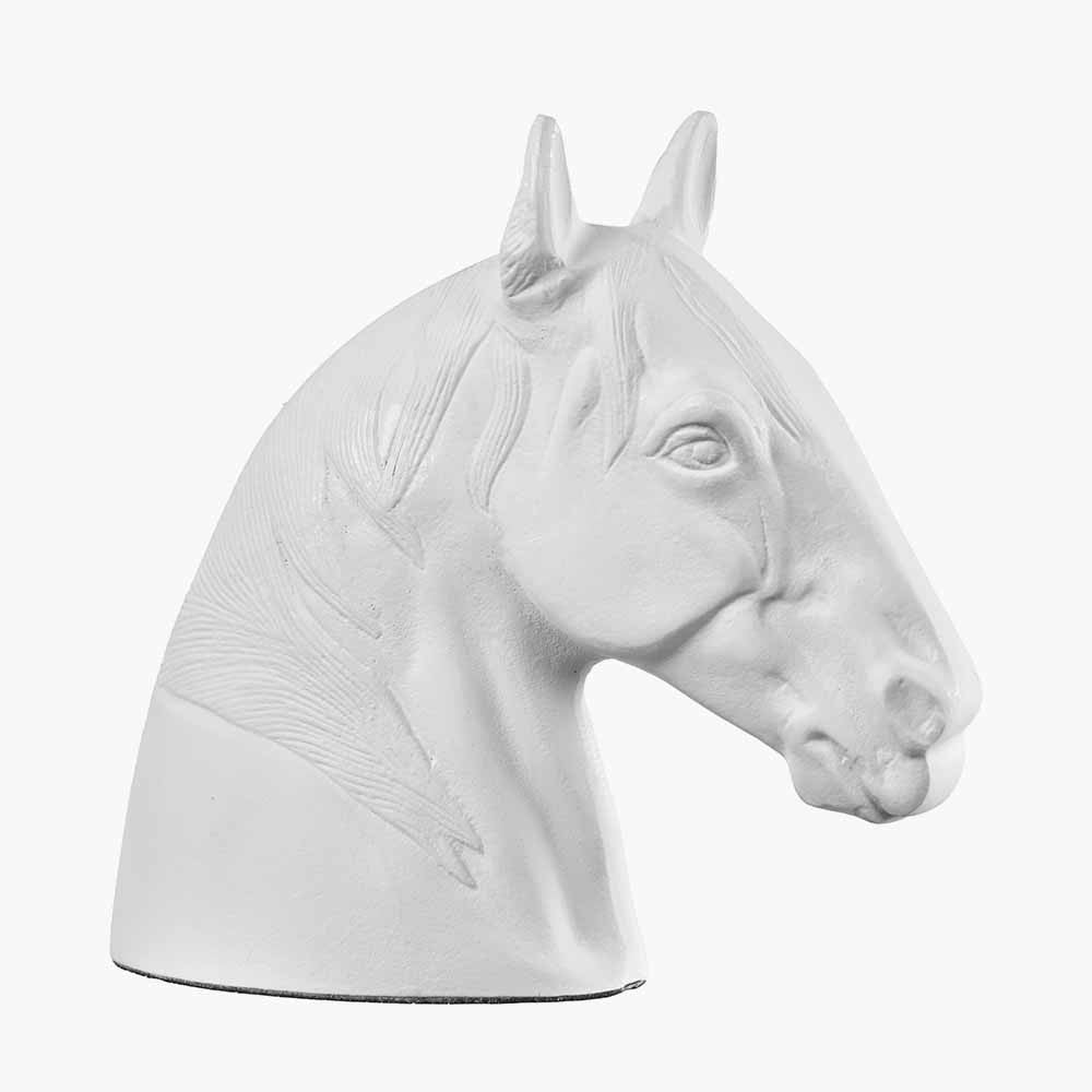 White Metal Horse Head Sculpture – Elegant Decorative Statement Piece