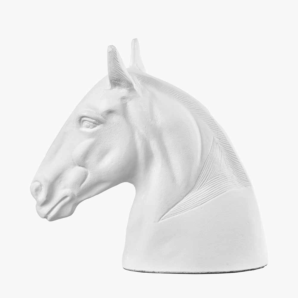 White Metal Horse Head Sculpture – Elegant Decorative Statement Piece