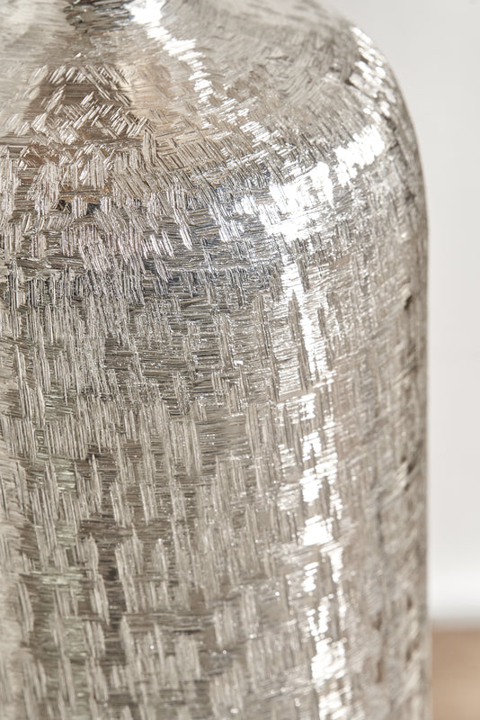 Silver Metal Hammered Vase Tall – Handcrafted Contemporary Statement Piece for Stylish Homes