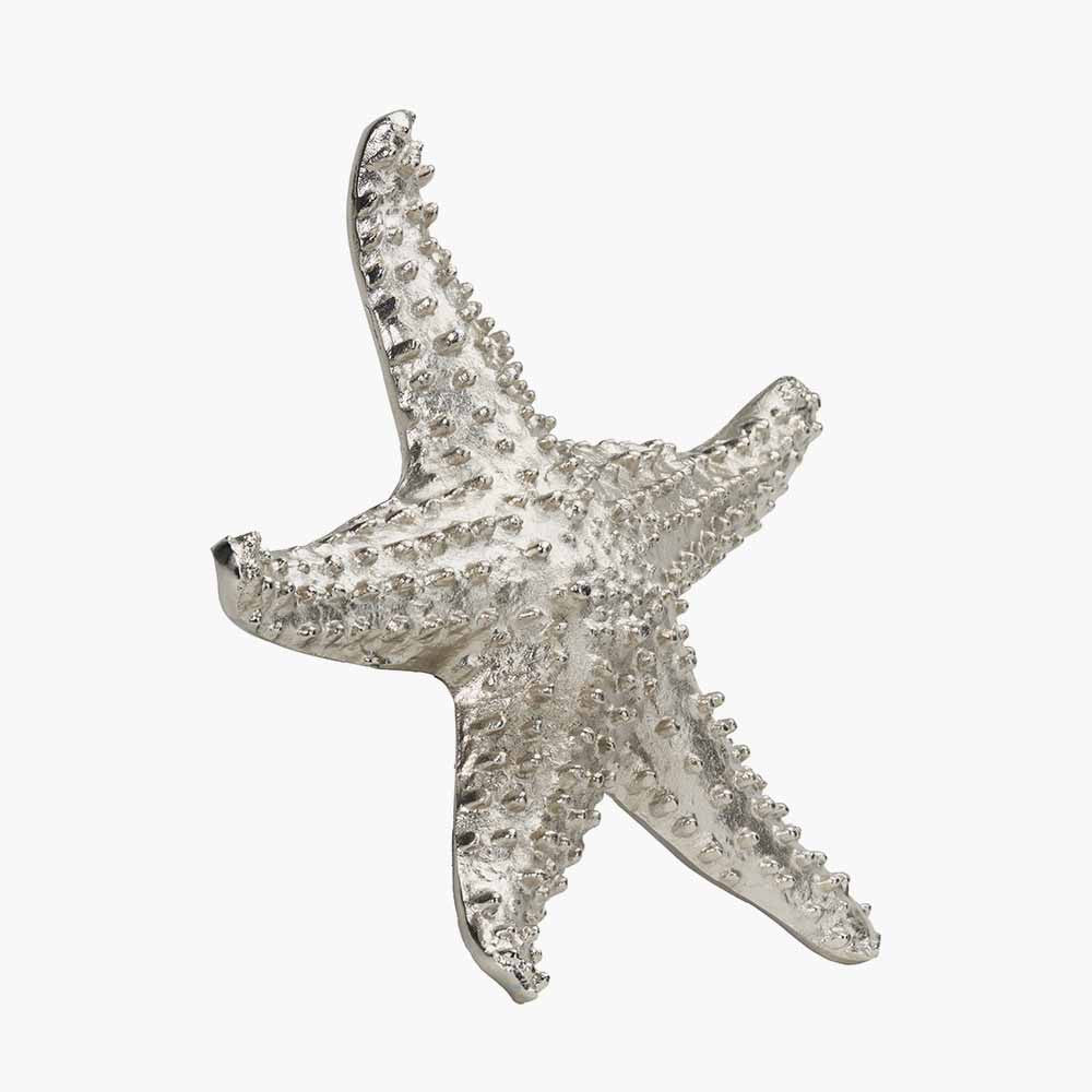 Silver Metal Starfish Ornament – Coastal Decorative Home Accent