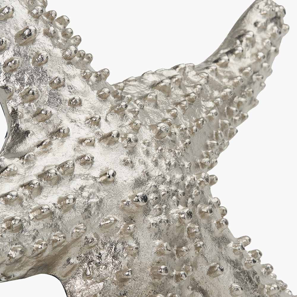 Silver Metal Starfish Ornament – Coastal Decorative Home Accent