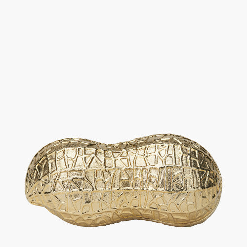 Gold Metal Peanut Lidded Trinket Bowl – Elegant Handcrafted Decorative Storage Dish