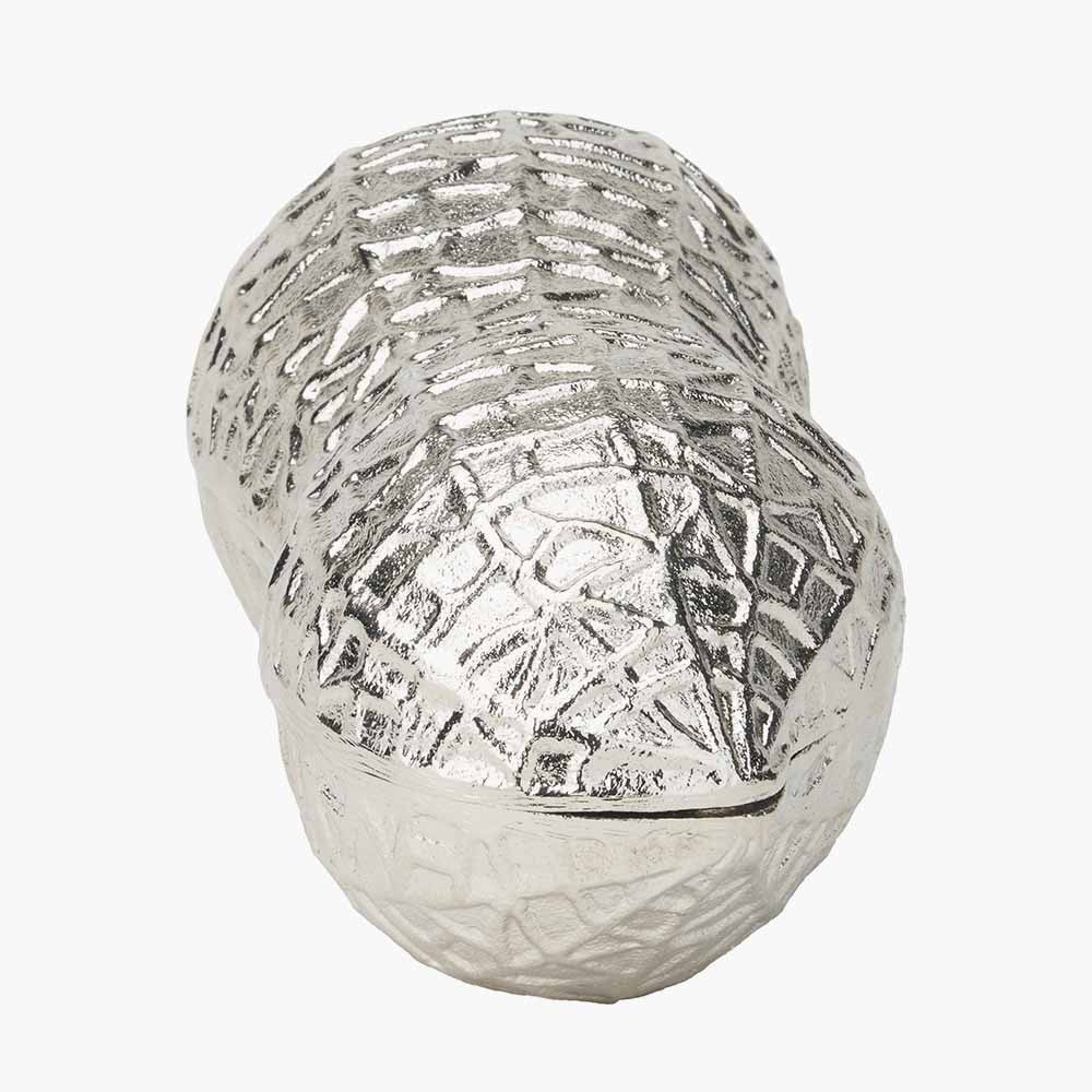 Silver Metal Peanut Lidded Trinket Bowl – Stylish Handcrafted Decorative Storage Dish