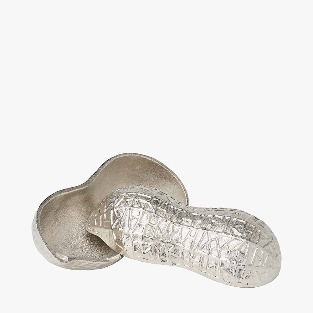 Silver Metal Peanut Lidded Trinket Bowl – Stylish Handcrafted Decorative Storage Dish