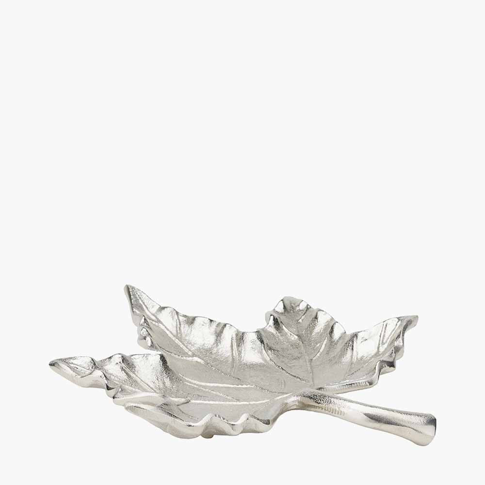Silver Metal Oak Leaf Bowl – Elegant Handcrafted Decorative Dish for Modern Homes