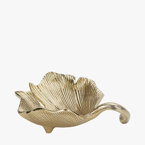 Gold Metal Ginkgo Leaf Trinket Bowl – Elegant Handcrafted Decorative Accent for Modern Homes