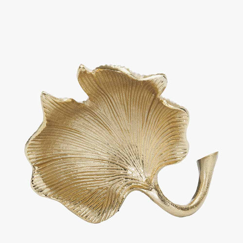 Gold Metal Ginkgo Leaf Trinket Bowl – Elegant Handcrafted Decorative Accent for Modern Homes
