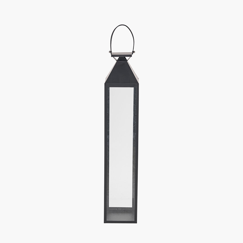 Black Stainless Steel and Glass Large Tall Lantern
