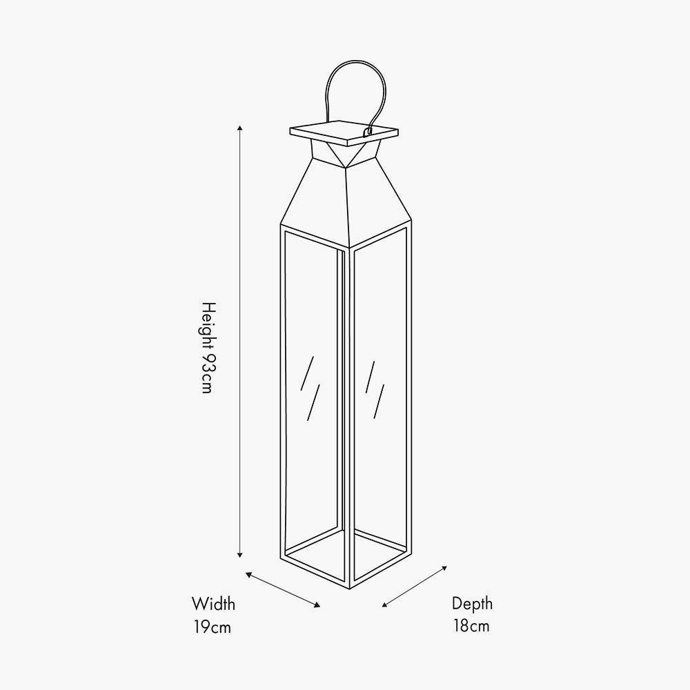 Black Stainless Steel and Glass Large Tall Lantern