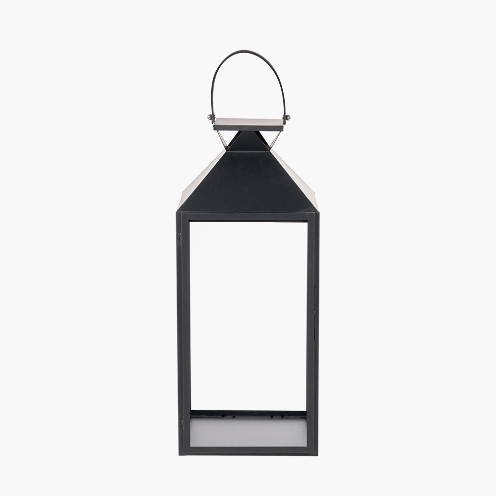 Black Stainless Steel and Glass Large Lantern – Decorative Candle Holder