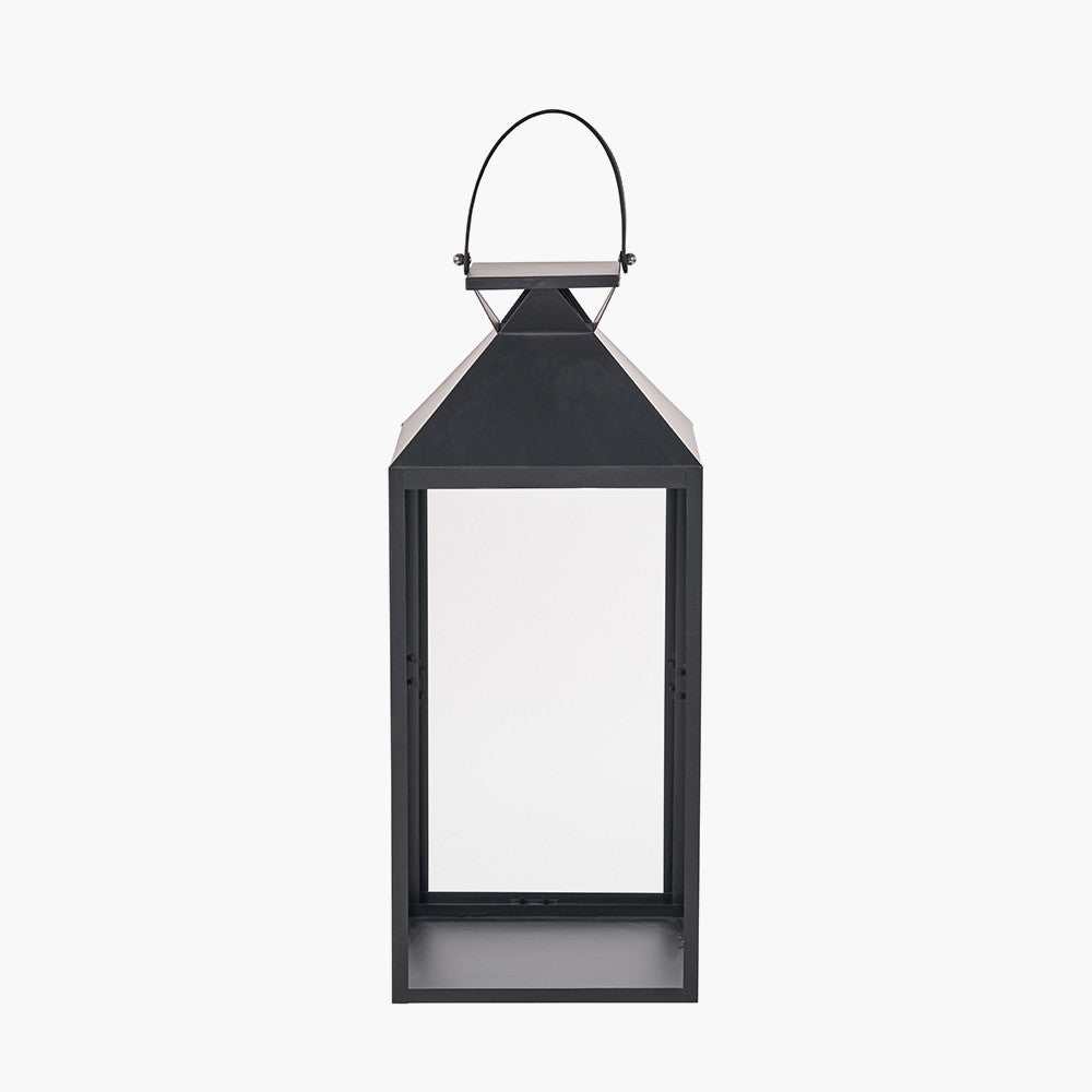 Black Stainless Steel and Glass Large Lantern – Decorative Candle Holder