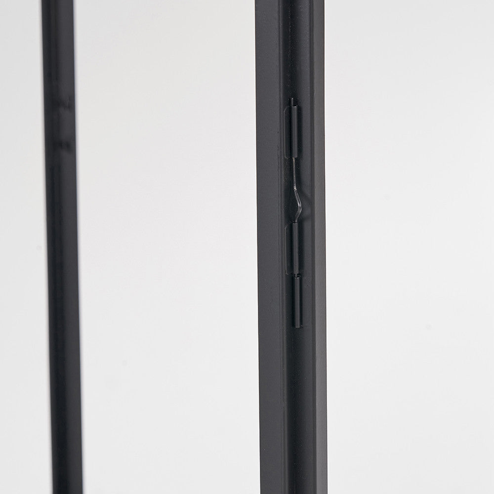 Black Stainless Steel and Glass Large Lantern – Decorative Candle Holder