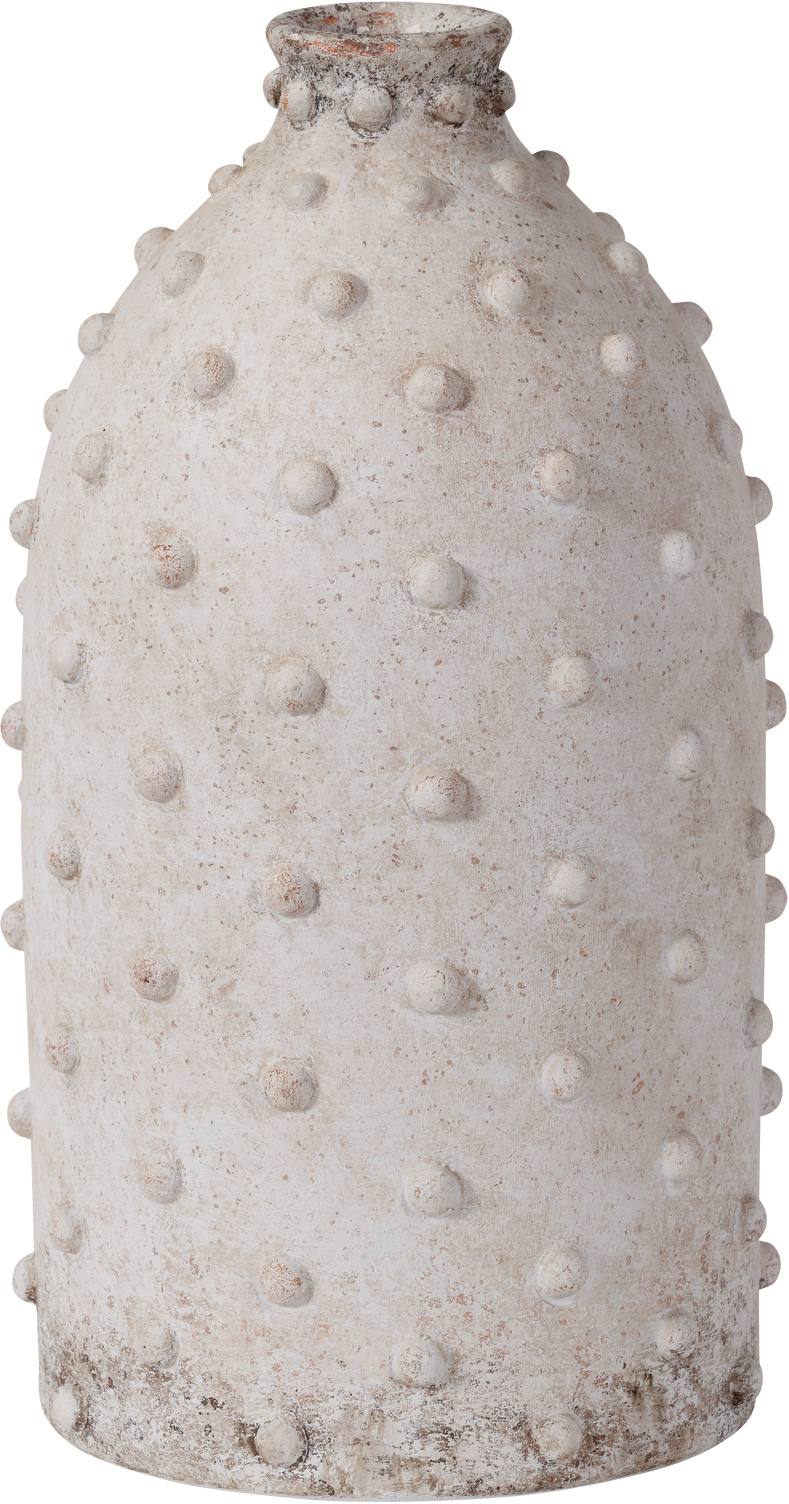 Kali Textured Dot Light Grey Stoneware Vase