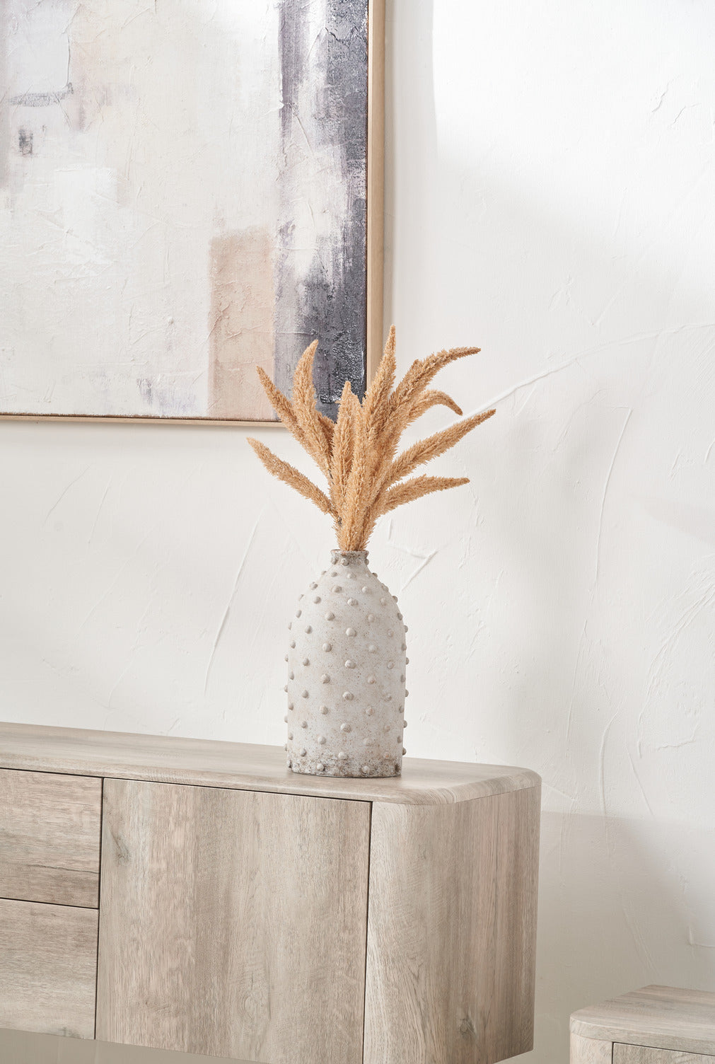 Kali Textured Dot Light Grey Stoneware Vase