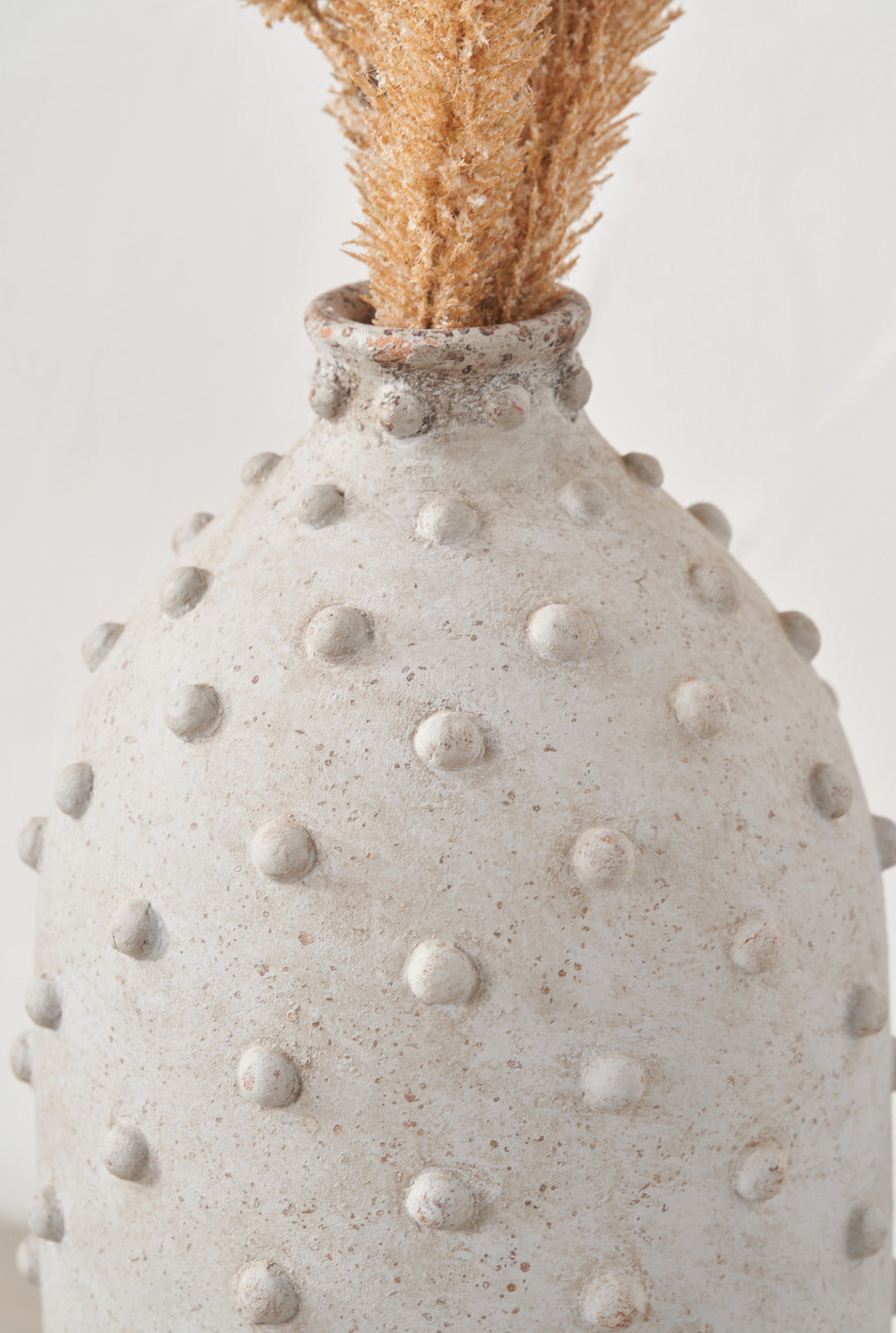 Kali Textured Dot Light Grey Stoneware Vase