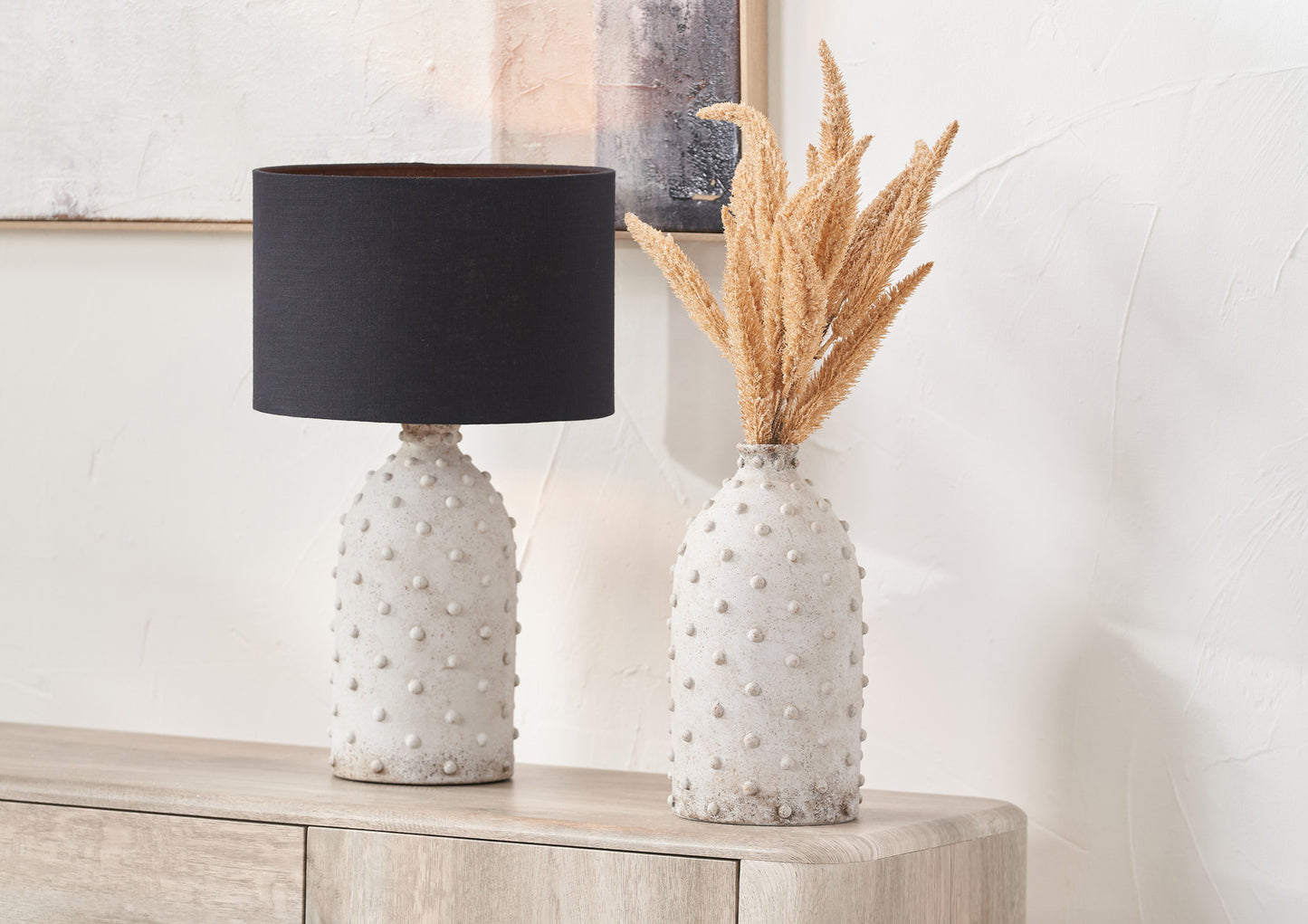 Kali Textured Dot Light Grey Stoneware Vase