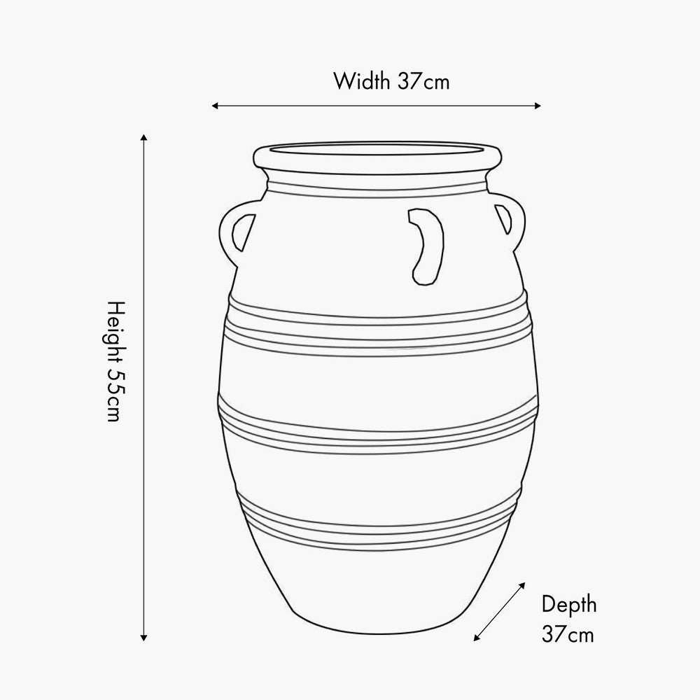 Grey Wash Fibrestone Large Decorative Vase with Handles – Ribbed Statement Floor Vase