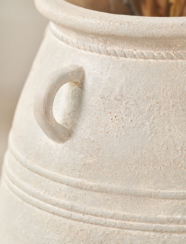 Grey Wash Fibrestone Decorative Vase with Handles