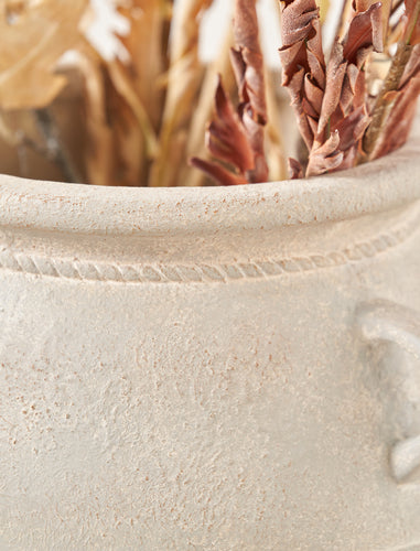 Grey Wash Fibrestone Decorative Vase with Handles
