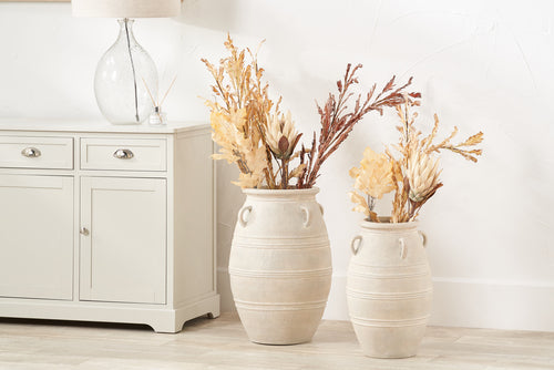 Grey Wash Fibrestone Decorative Vase with Handles
