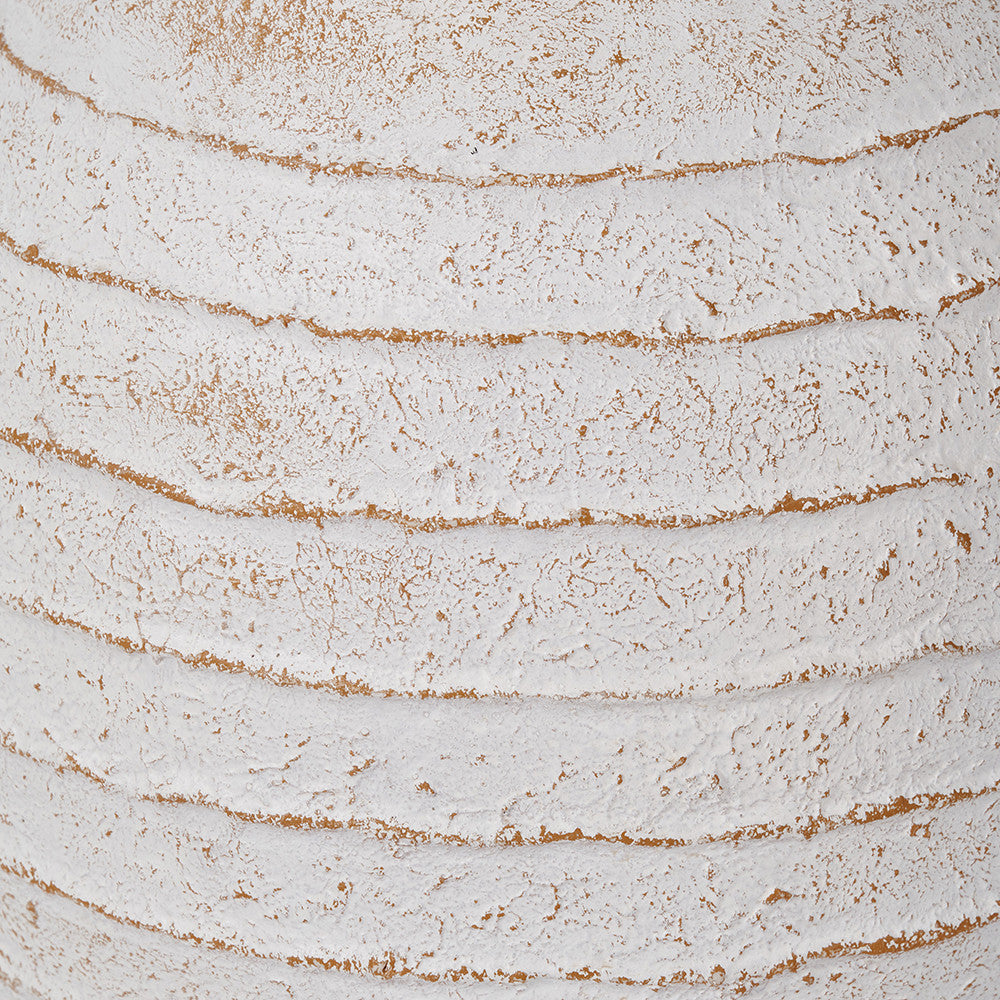 White Wash Fibrestone Decorative Ribbed Vase