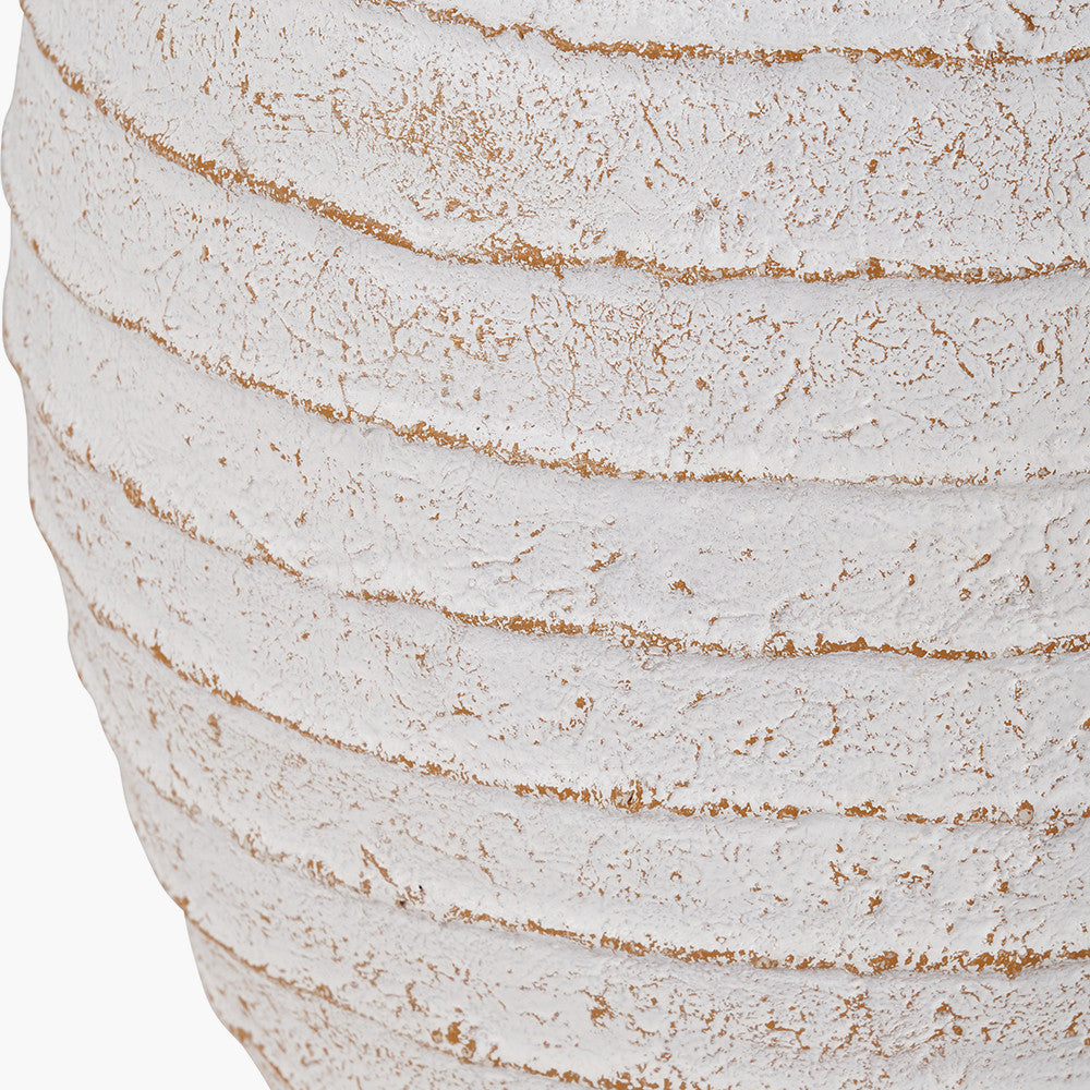 White Wash Fibrestone Decorative Ribbed Vase