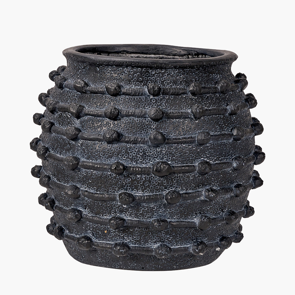 Black Bobble Fibrestone Decorative Planter Large – Textured Modern Vase for Stylish Interiors