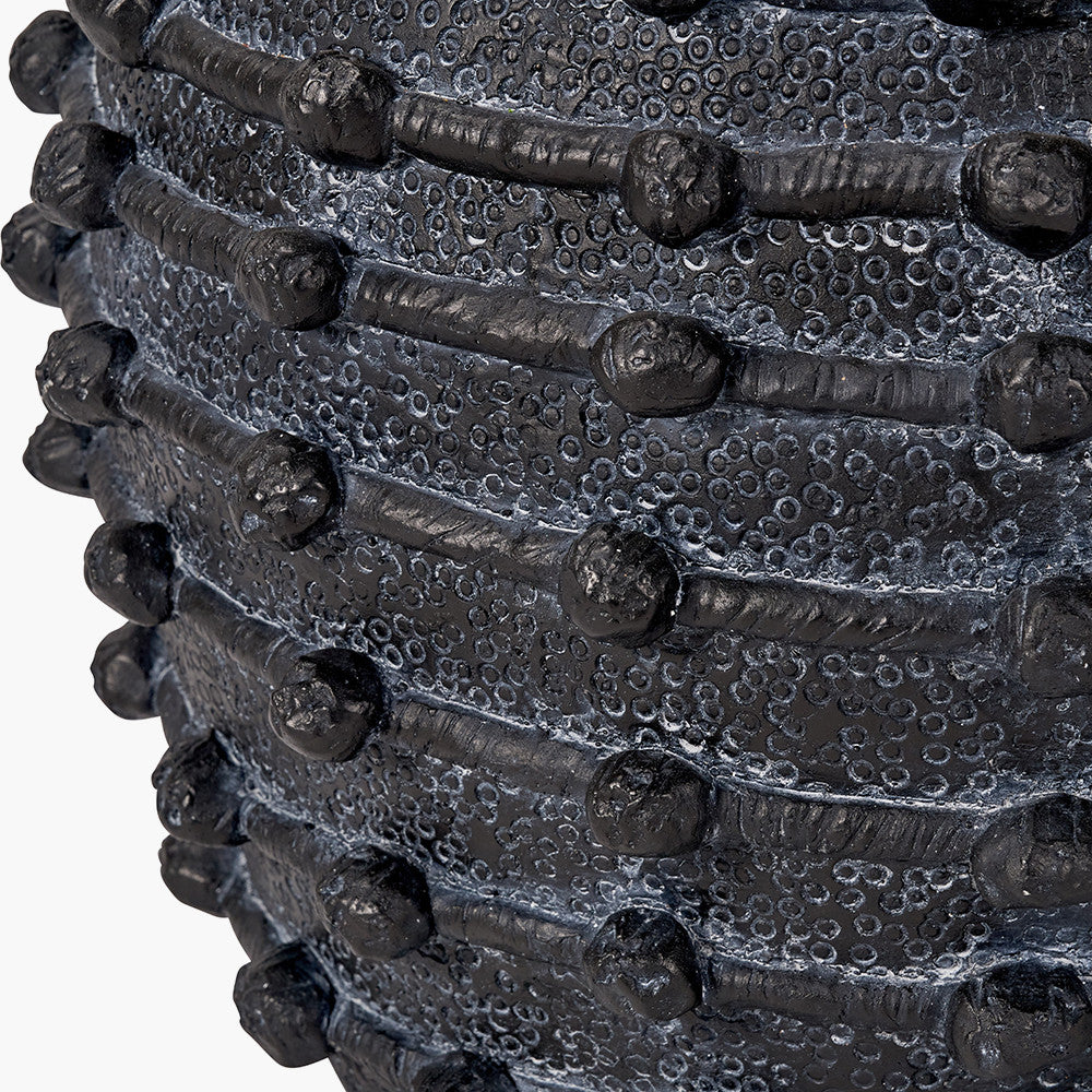 Black Bobble Fibrestone Decorative Planter Large – Textured Modern Vase for Stylish Interiors