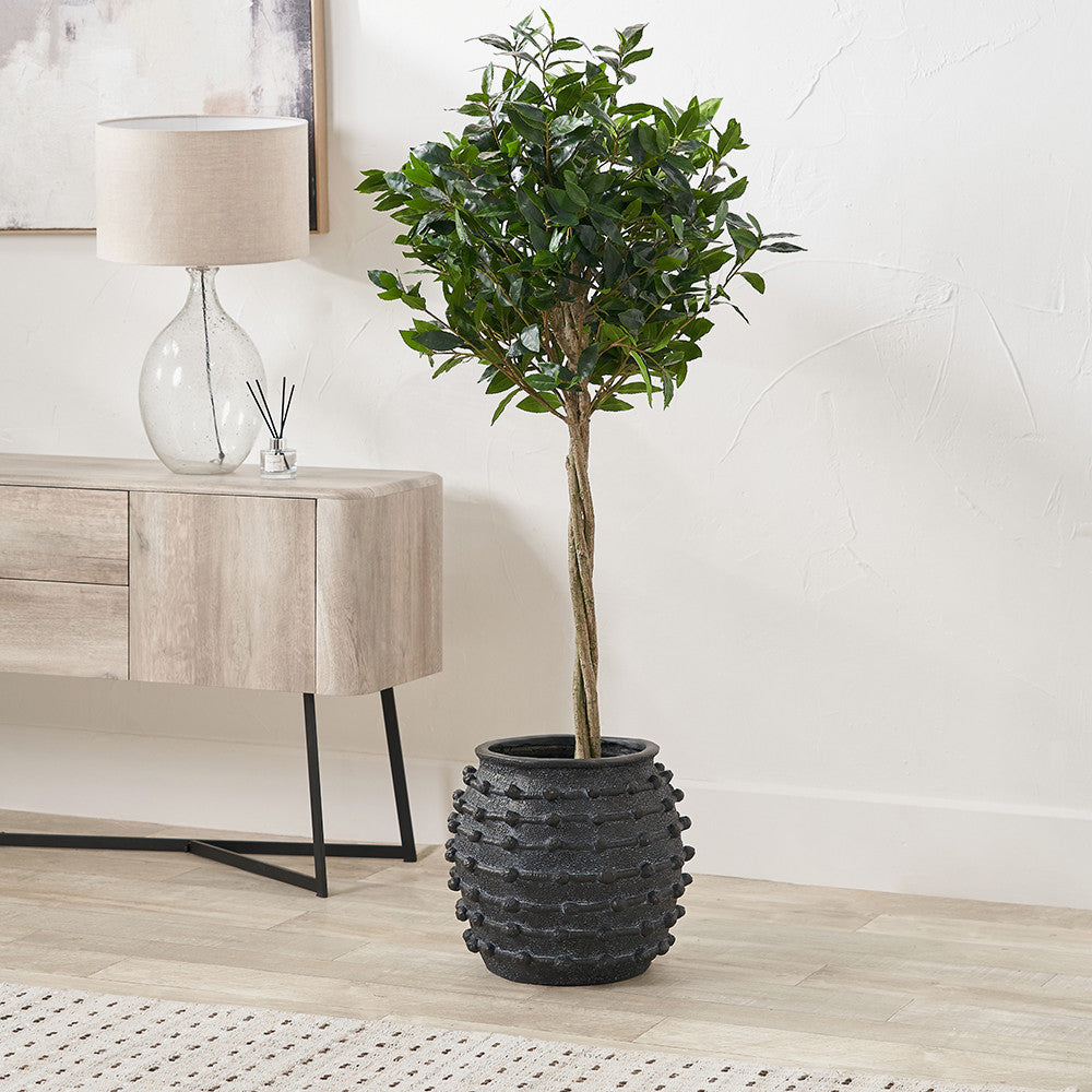 Black Bobble Fibrestone Decorative Planter Large – Textured Modern Vase for Stylish Interiors