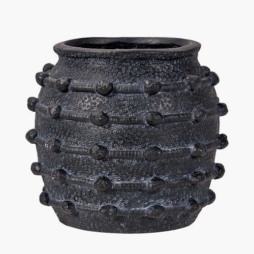 Black Bobble Fibrestone Decorative Planter Small – Textured Modern Vase for Stylish Interiors