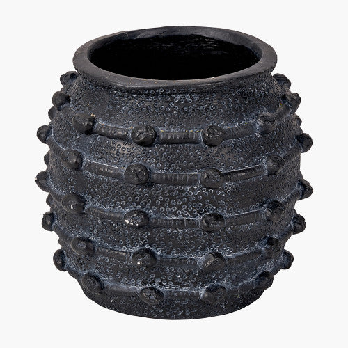 Black Bobble Fibrestone Decorative Planter Small – Textured Modern Vase for Stylish Interiors